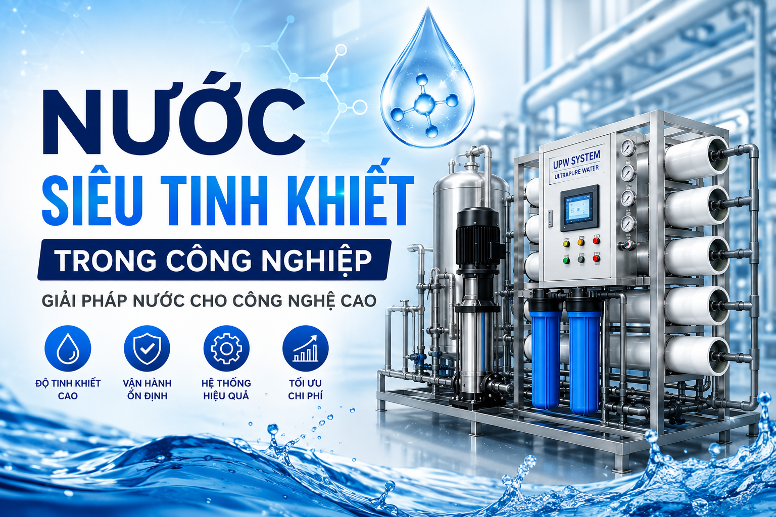 NƯỚC SIÊU TINH KHIẾT TRONG CÔNG NGHIỆP: TIÊU CHUẨN, ỨNG DỤNG VÀ CÔNG NGHỆ XỬ LÝ