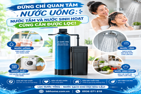 ĐỪNG CHỈ QUAN TÂM NƯỚC UỐNG: NƯỚC TẮM VÀ NƯỚC SINH HOẠT CŨNG CẦN ĐƯỢC LỌC!