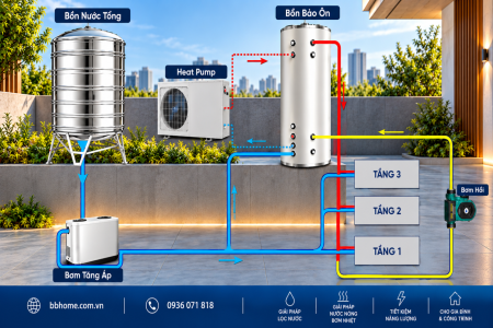 Sơ đồ nguyên lý, chức năng các thiết bị trong hệ thống Heat Pump cho gia đình